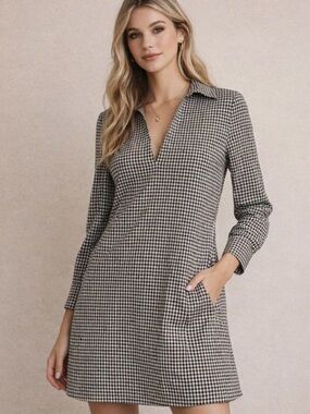 NWOT Zara V Neck Checkered Mini Dress Size XL